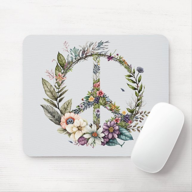 Mousepad Sinal de Paz Boho Hippy 60s 70s (Com mouse)