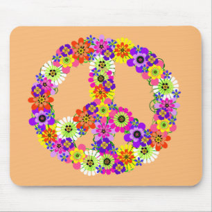 Mousepad Sinal de Paz Floral em Pêssego