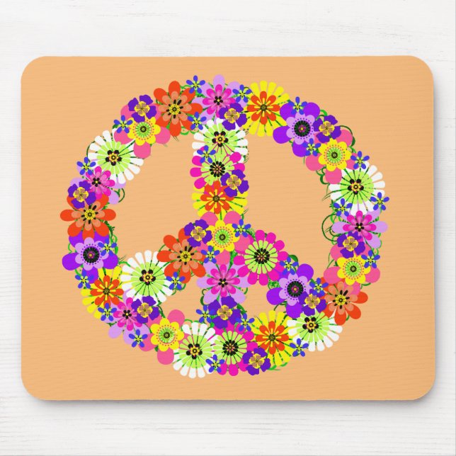 Mousepad Sinal de Paz Floral em Pêssego (Frente)
