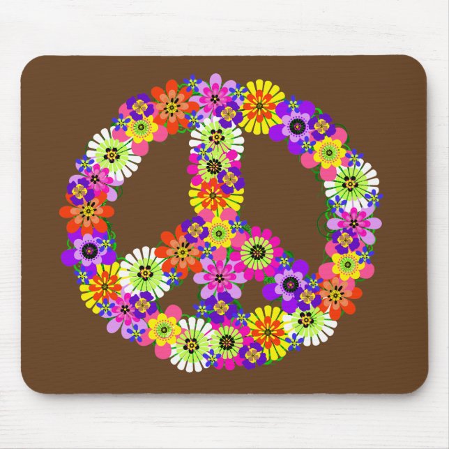 Mousepad Sinal de Paz Floral no Brown (Frente)
