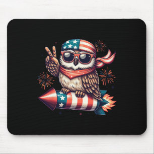 Mousepad Sinal de Paz Mão Coruja Fogos de Artifício Bandeir
