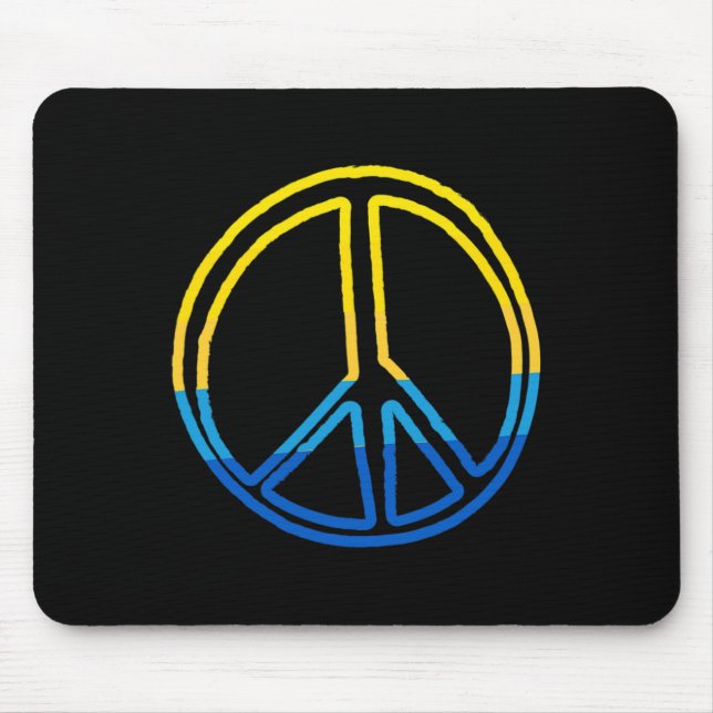 Mousepad Sinal de Paz Nas Cores Da Ucrânia Amarelo E Azul  (Frente)