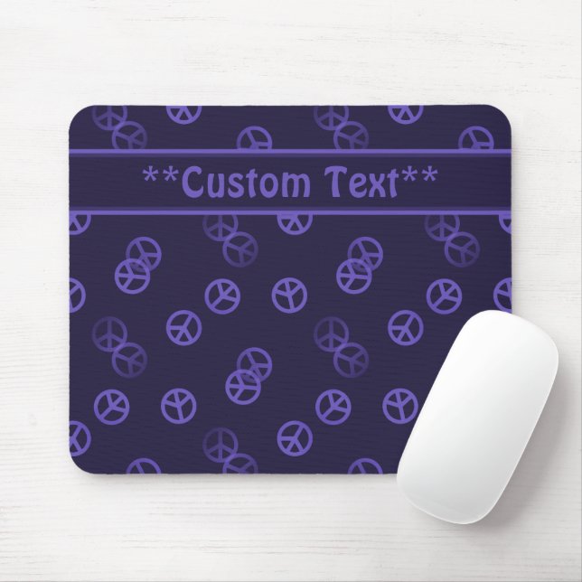 Mousepad Sinal de paz roxo com texto personalizado (Com mouse)