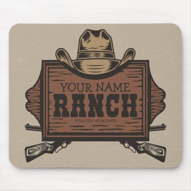 Mousepad Sinal de Ranhura Ocidental do Cowboy Guns Western (Frente)