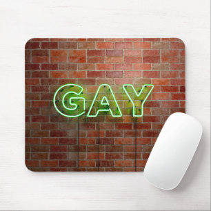 Mousepad Sinal Gay neon SlipperyJoe's parede de tijolos ver
