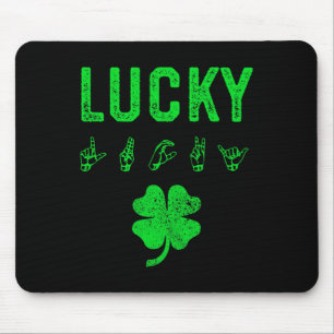 Mousepad Sinal LUCKY Linguagem Deficiente Dia de São Patríc