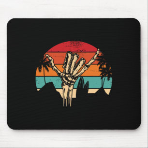 Mousepad Sinal Shaka Vintage Mão de Esqueleto - Surfando e