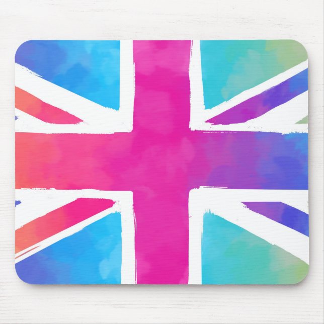 Mousepad Sinalizador de bandeira da União em aquarelas bril (Frente)