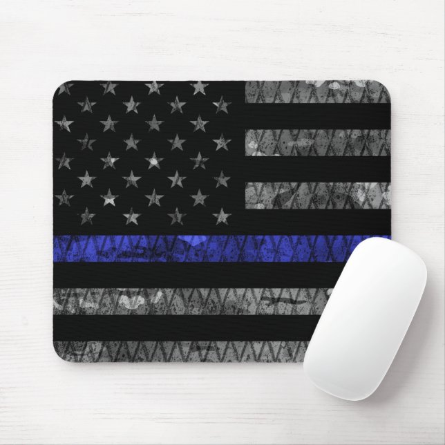 Mousepad Sinalizador de Linha Azul Fino da Polícia (Com mouse)