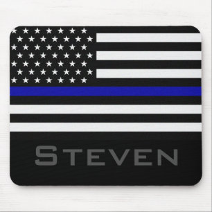 Mousepad Sinalizador de Linha Azul Fino do Nome Personaliza