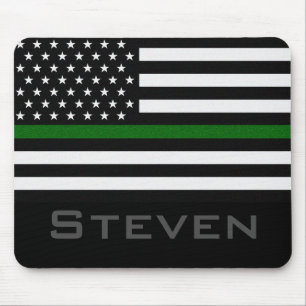 Mousepad Sinalizador de Linha Verde Fino de Nome Personaliz