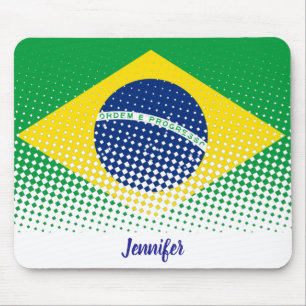 Mousepad Sinalizador Do Brasil Com Nome Personalizado De Ef