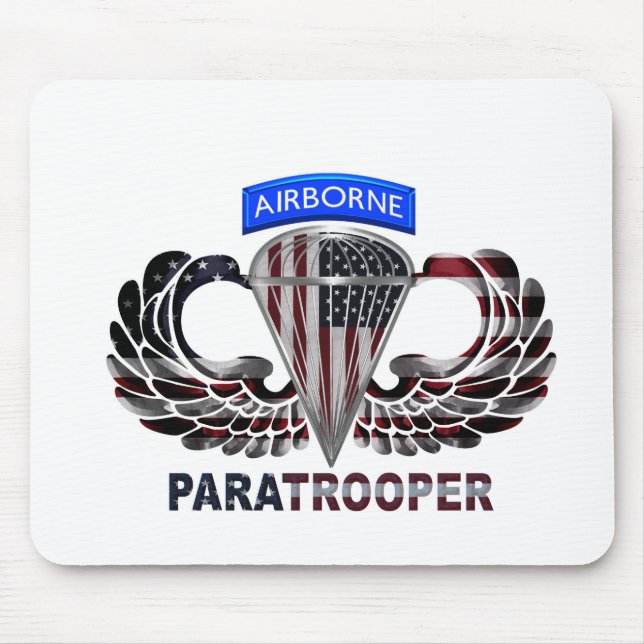 Mousepad Sinalizador dos EUA com Asas e Paraquedistas de bo (Frente)