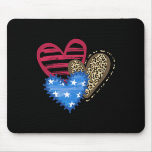 Mousepad Sinalizador Dos Eua Coração 4 De Julho Leopard Pat