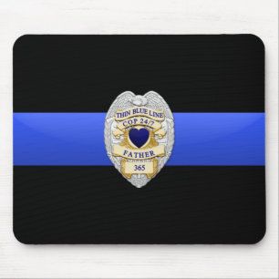Mousepad Sinalizador e Crachá de linha azul fina