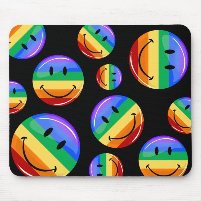 Mousepad Sinalizador Orgulho gay brilhante de sorriso redon (Frente)