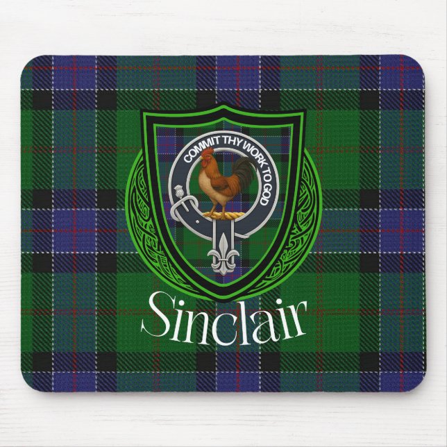 Mousepad Sinclair Scottish Clan Tartan and Crest  (Frente)
