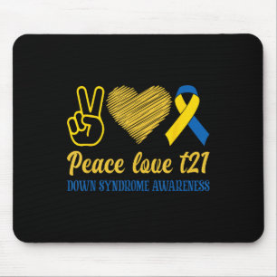 Mousepad Síndrome de Abaixo Fita Amarela Azul T21 Peace Lov