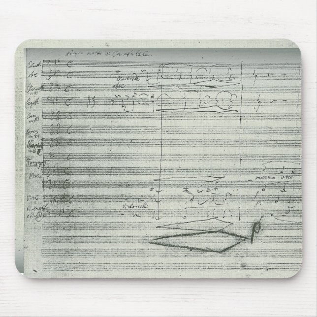 Mousepad Sinfonia de Beethoven 9a, manuscrito da música (Frente)