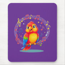**Singing Parrot – Cute Parrot Singing Illustratio