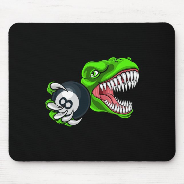 Mousepad Sinuca Engraçada T-rex Arte Sinuca Jogando Bilhar  (Frente)