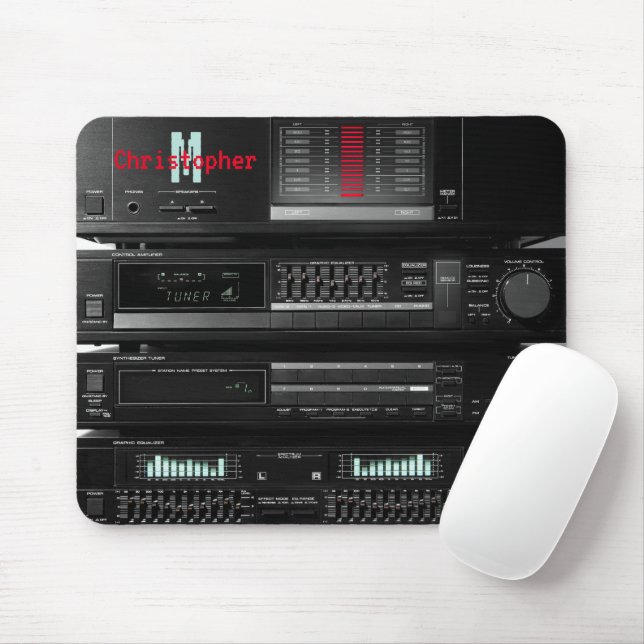 Mousepad Sistema Estéreo Retroativo Preto (Com mouse)