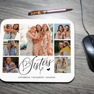 Mousepad Sister Photo Collage Typoographic Keepsait