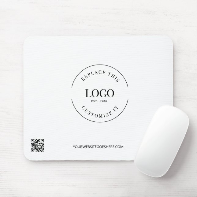 Mousepad Site de logotipo de empresa simples Preto Branco P (Com mouse)