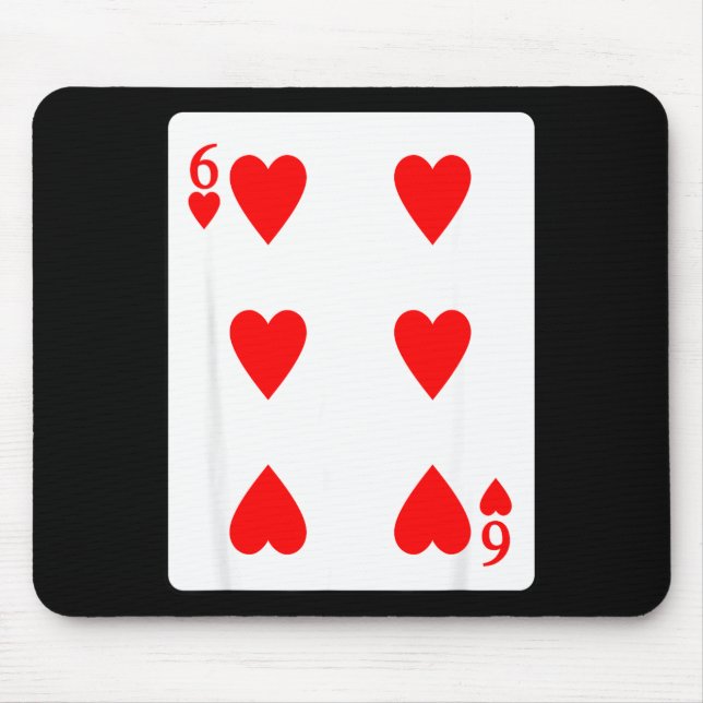 Mousepad Six Of Hearts Playing Card Valentine Costume  (Frente)
