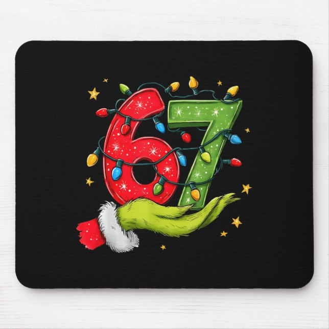 Mousepad Six Seven 67 Christmas Lights Hand Signs Elf Light (Frente)