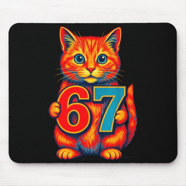 Mousepad Six Seven 67 Meme 6 7 Cat Youth Boy Girl  (Frente)
