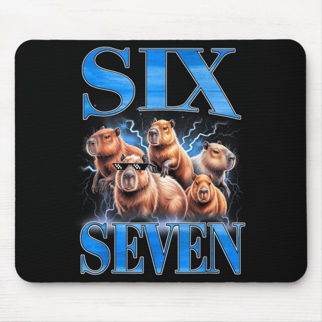 Mousepad Six Seven 67 Meme Funny Capybara Bootleg Graphic  (Frente)