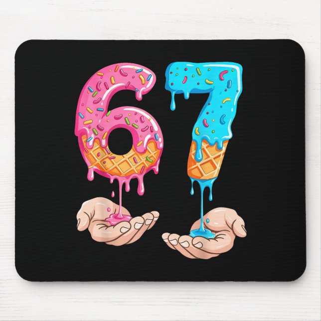 Mousepad Six Seven 67 Meme Ice Cream Drip Funny  (Frente)