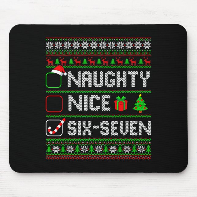 Mousepad Six Seven 67 Meme Nice Naughty Christmas Pajamas M (Frente)