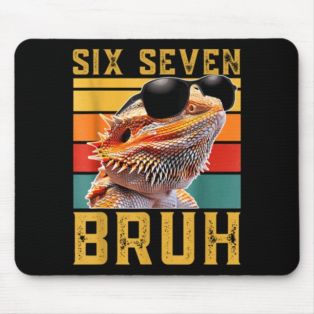 Mousepad Six Seven 6 7 67 Meme Funny Bearded Dragon Design  (Frente)