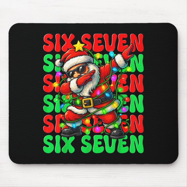Mousepad Six Seven 6 7 Meme Dabbing Santa Christmas 67 Paja (Frente)
