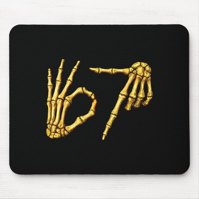 Mousepad Six Seven 6 7 Meme Funny Skeleton Hands Sign Let's (Frente)