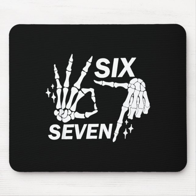 Mousepad Six Seven 6 7 Meme Funny Skeleton Hands Sign Let's (Frente)