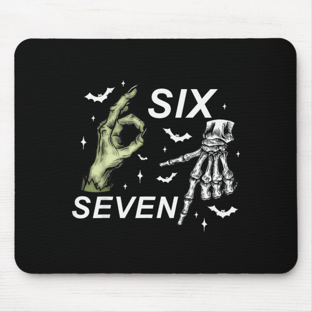 Mousepad Six Seven 6 7 Meme Funny Witch Skeleton Hands Hall (Frente)