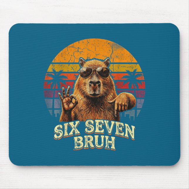 Mousepad Six Seven Bruh 67 Capybara 6 7 Funny Meme Animal 6 (Frente)