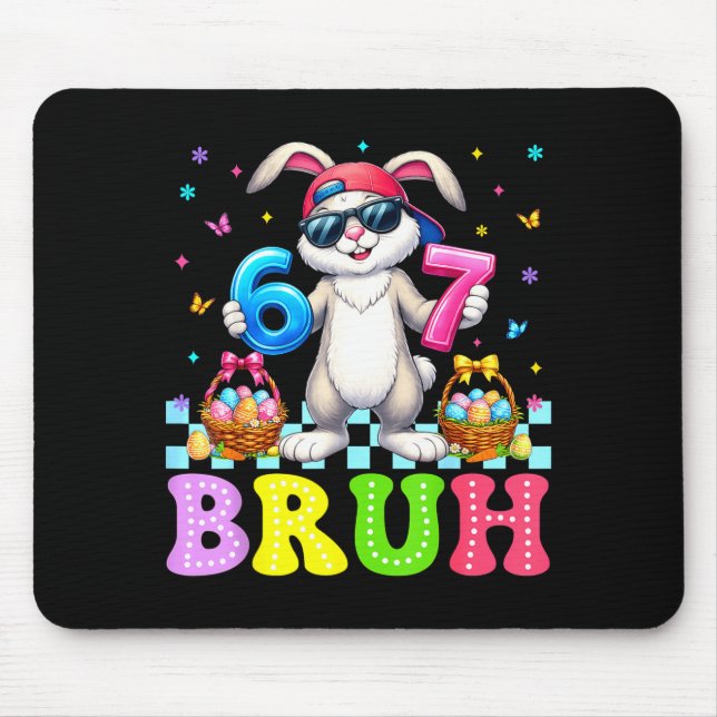 Mousepad Six Seven Bruh 6 7 Meme Happy Easter Day Funny Bun (Frente)