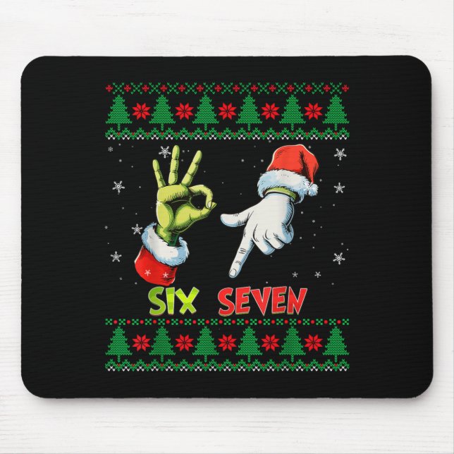 Mousepad Six Seven Esqueleto Meme Natal Suéter Feio 67  (Frente)