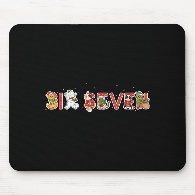 Mousepad Six Seven Funny Christmas Cats Ugly Sweater 67 Mem (Frente)