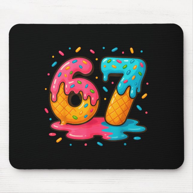 Mousepad Six Seven Ice Cream Drip Cool Meme 67 Funny Number (Frente)