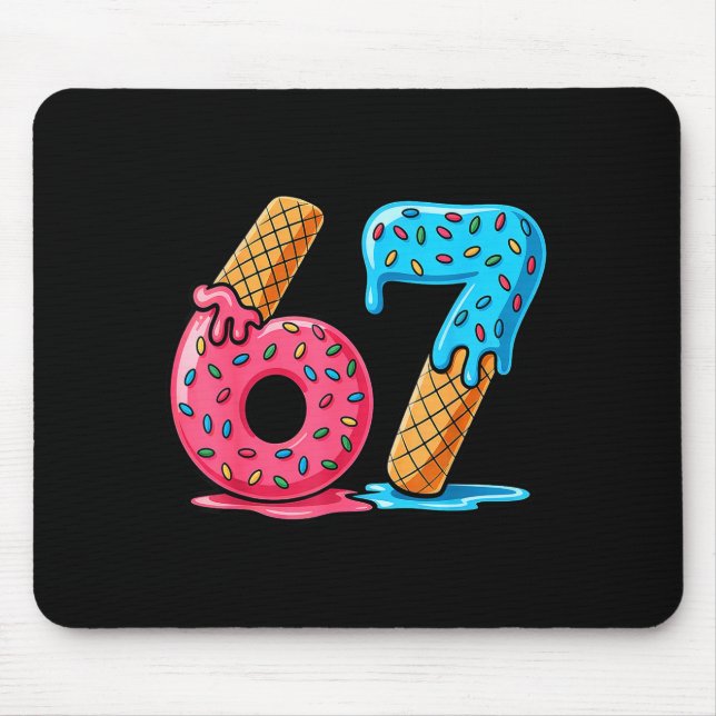 Mousepad Six Seven Ice Cream Drip Cool Meme 67 Funny Number (Frente)