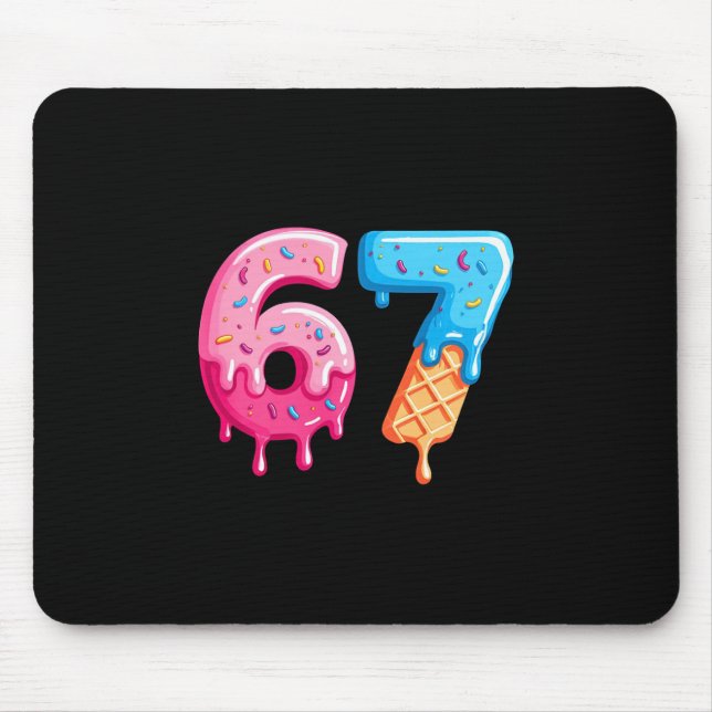 Mousepad Six Seven Ice Cream Drip Cool Meme 67 Funny Number (Frente)
