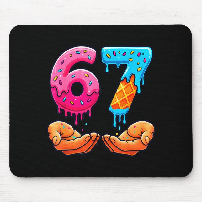Mousepad Six Seven Ice Cream Drip Kids Youth Funny 67 Hands (Frente)
