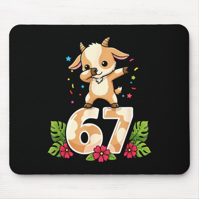 Mousepad Six Seven Meme Dabbing Baby Goat 67 Funny Gen Z Ap (Frente)