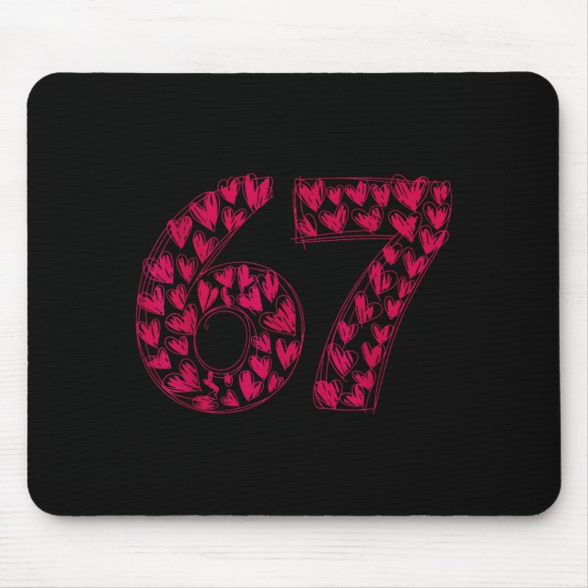 Mousepad Six Seven Viral Sketch Heart 67 Cute Valentine Sch (Frente)