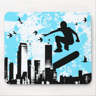 Mousepad skate. conselho com aves. &Preto.